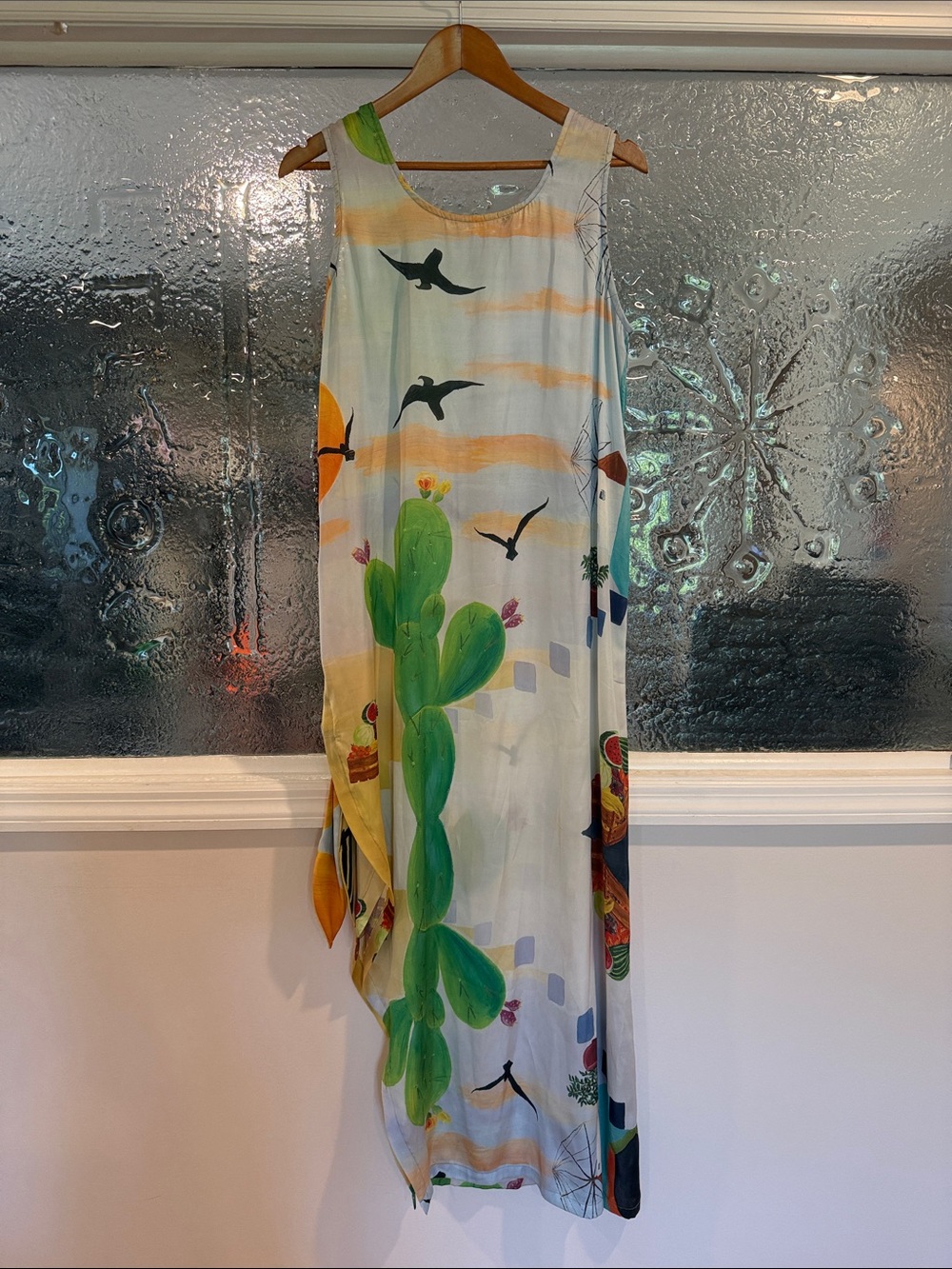 Painted silk dress M/L